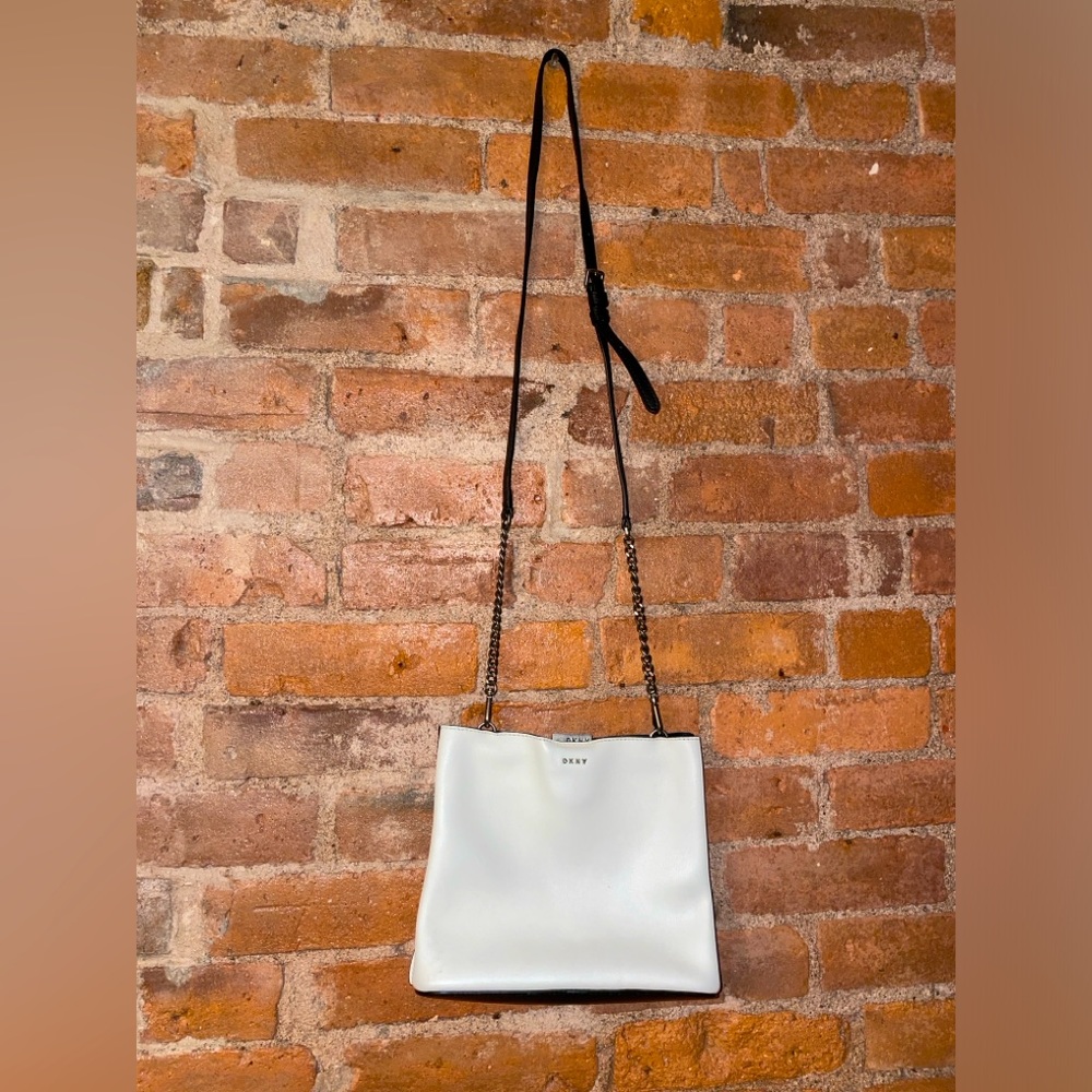 Black and White DKNY leather crossbody bag.